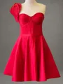 Stunning A-line One-Shoulder Beading Short/Mini Satin Corset Dress