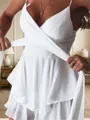 Classy A-line V-Neck Cascading Ruffles Short/Mini Silk Like Satin Corset Dress