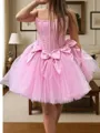Hermosos Ball-Gown Straight Bow Short/Mini Tulle Corset Dress