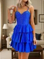 Perfect A-line Spaghetti Straps Cascading Ruffles Short/Mini Corset Dress