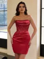 Mesmerizing Sheath Straight Pleated Short/Mini Silk Like Satin Corset Dress