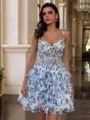 Magnificent A-line V-Neck Ruffles Short/Mini Corset Dress