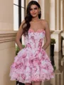 Mesmerizing A-Line Sweetheart Cascading Ruffles Short/Mini Corset Dress