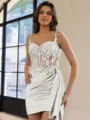 Glamorous Sheath Appliques Lace Short/Mini Silk Like Satin Corset Dress