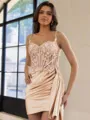 Glamorous Sheath Appliques Lace Short/Mini Silk Like Satin Corset Dress