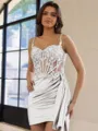 Glamorous Sheath Appliques Lace Short/Mini Silk Like Satin Corset Dress