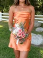 Pretty Sheath Straight Pleated Short/Mini Silk Like Satin Dress