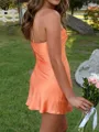 Pretty Sheath Straight Pleated Short/Mini Silk Like Satin Dress