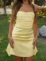 Hot Sheath Straight Pleated Short/Mini Silk Like Satin Dress
