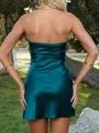 Elegant Sheath Straight Pleated Short/Mini Silk Like Satin Dress