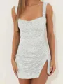 Breathtaking Sheath Square Sequin Short/Mini Homecoming Dress