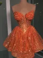 Elegant A-line Sweetheart Sequin Short/Mini Corset Homecoming Dress