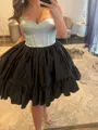 Striking A-line Sweetheart Ruffles Short/Mini Taffeta Corset Homecoming Dress