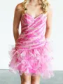 Unique Sheath Sweetheart Cascading Ruffles Short/Mini Corset Homecoming Dress