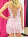 Classy Sheath V-Neck Beading Short/Mini Lace Corset Homecoming Dress