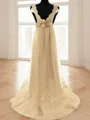 A-line Princess V-Neck Short Sleeves Sweep Train Fashion Tulle Wedding Dress With Sash