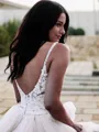 Fashion A-line Princess V-Neck Sleeveless Floor-Length Tulle Wedding Dress With Ruched