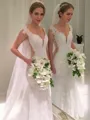 Trumpet/Mermaid Seductive V-Neck Sleeveless Sweep Train Lace Wedding Dress
