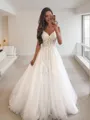 A-line Princess Sweetheart Sleeveless Floor-Length Tulle Graceful Wedding Dress With Lace