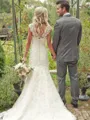 Trumpet/Mermaid V-Neck Sleeveless Elegant Sweep Train Lace Wedding Dress