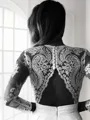 A-line V-Neck Long Sleeves Sweep Train Sophisticated Stretch Crepe Wedding Dress