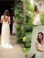 A-line Princess V-Neck Sleeveless Sweep Train Tulle Stunning Wedding Dress