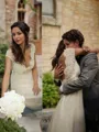 A-line Princess V-Neck Sleeveless Sweep Train Tulle Stunning Wedding Dress