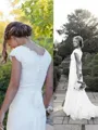 A-line Princess V-Neck Sleeveless Sweep Train Perfect Chiffon Wedding Dress With Lace