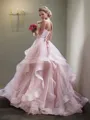 Majestic Ball-Gown Sweetheart Sleeveless Court Train Organza Wedding Dress With Layers