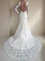 Trumpet/Mermaid Scoop Long Sleeves Court Train Enchanting Lace Wedding Dress