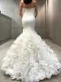 Trumpet/Mermaid Sweetheart Sleeveless Sweep Train Satin Graceful Wedding Dress