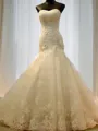 Trumpet/Mermaid Sweetheart Sleeveless Court Train Tulle Curvaceous Wedding Dress With Applique