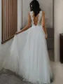A-line Princess V-Neck Sleeveless Floor-Length Tulle Delicate Wedding Dress
