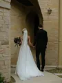 A-line Sweetheart Sleeveless Sweep Train Perfect Organza Wedding Dress