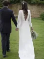 A-line Stylish V-Neck Long Sleeves Sweep Train Chiffon Wedding Dress