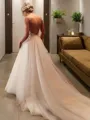 A-line V-Neck Sleeveless Chapel Train Fashion Lace Wedding Dress