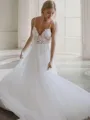 A-line V-Neck Sleeveless Chapel Train Fashion Lace Wedding Dress