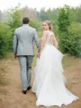 A-line Princess Straps Sleeveless Sweep Train Stunning Tulle Wedding Dress