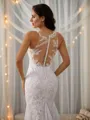 Sheath/Column Scoop Exquisite Sleeveless Court Train Lace Wedding Dresses