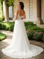 A-line V-Neck Classic Sleeveless Court Train Chiffon Wedding Dresses