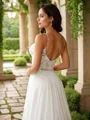 A-line V-Neck Classic Sleeveless Court Train Chiffon Wedding Dresses