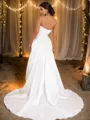 A-line Sweetheart Chic Sleeveless Sweep Train Satin Wedding Dresses
