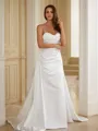 Sheath/Column Spaghetti Straps Minimalist Sleeveless Court Train Charmeuse Wedding Dresses