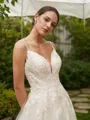 A-line V-Neck Stylish Sleeveless Court Train Tulle Wedding Dresses
