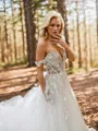 Trumpet/Mermaid Trendy Off-the-Shoulder  Tulle Court Train Corset Wedding Dress