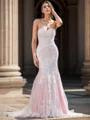 Sheath/Column Perfect Sweetheart Sweep Train Lace Wedding Dress