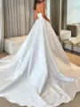 Hot A-Line Straight Court Train Satin Corset Wedding Dress