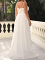 Glamorous A-Line Straps Appliques Lace Sweep Train Chiffon Corset Wedding Dress