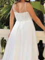 Glamorous A-Line Straps Appliques Lace Sweep Train Chiffon Corset Wedding Dress