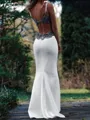 Grand Sheath V-Neck Appliques Lace Floor-Length Stretch Crepe Wedding Dress